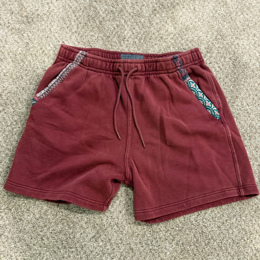 Abercrombie & Fitch Burgundy Patchwork Shorts